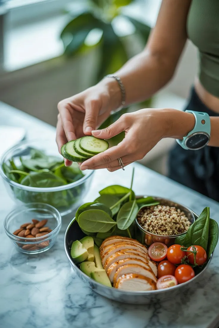 Organised kitchen workspace with fresh ingredients